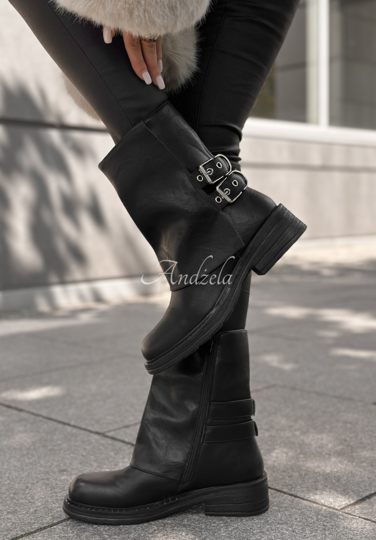 Botine din piele cu catarame Talk About You