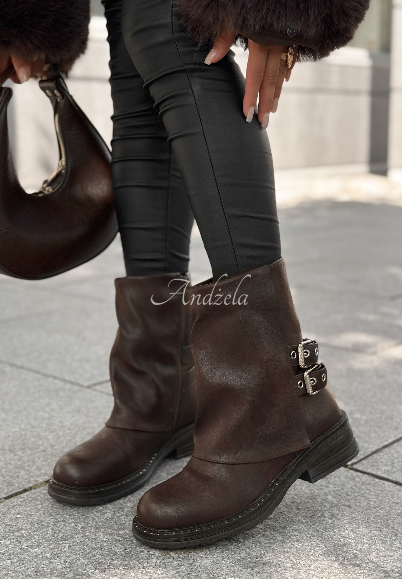 Botine din piele cu catarame Talk About You