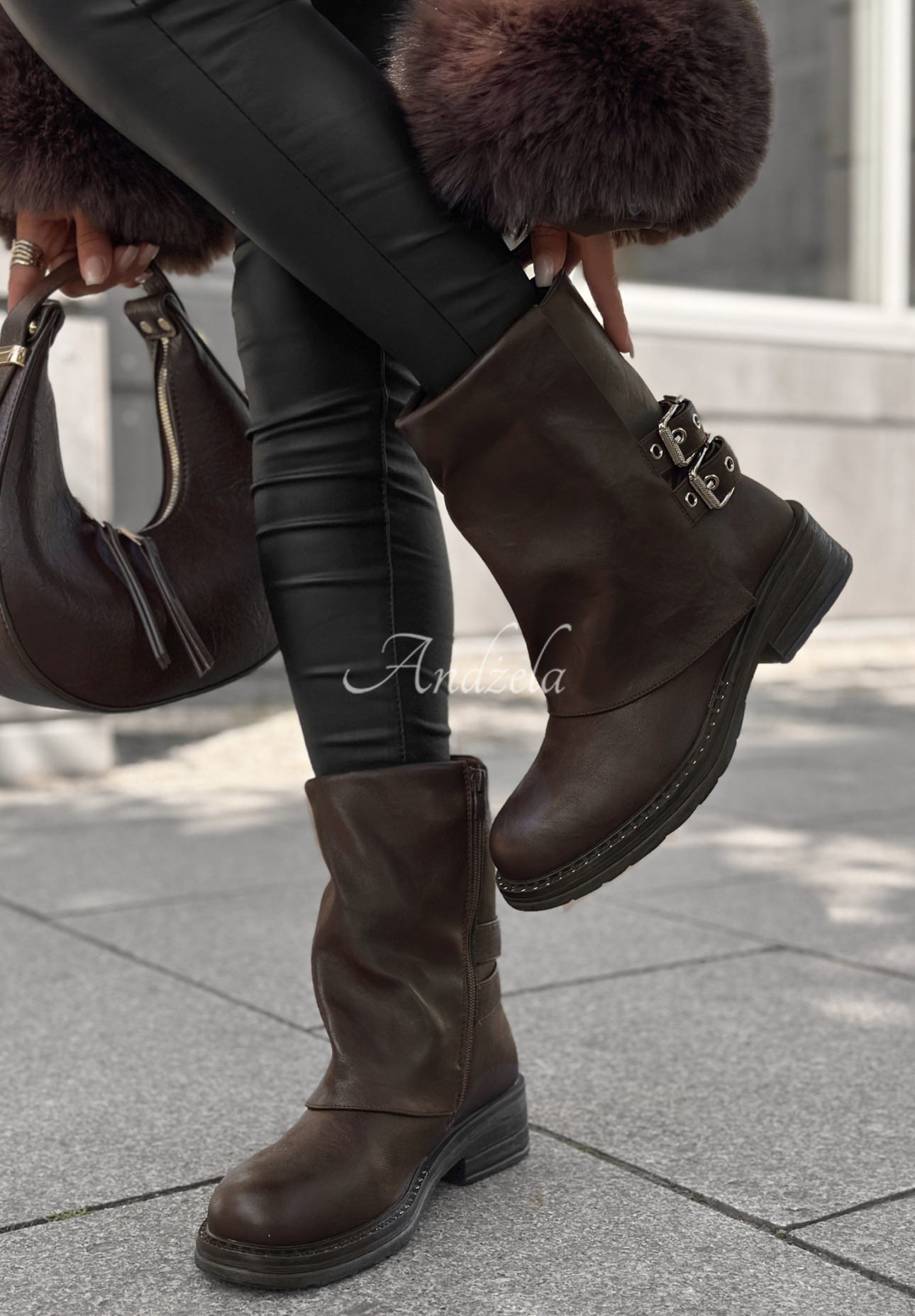 Botine din piele cu catarame Talk About You