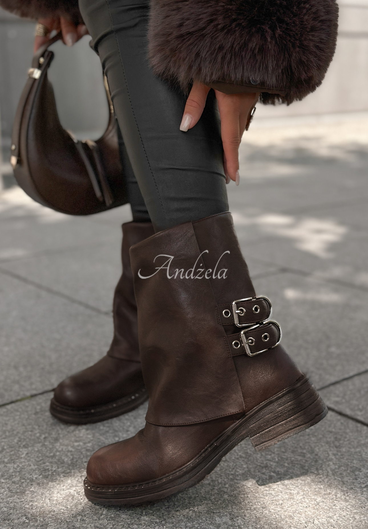 Botine din piele cu catarame Talk About You