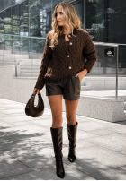 Ozdobnie pleciony Cardigan Chesterton ciocolatiu