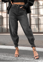 Pantaloni din denim z paskiem Waited Too Long gri închis