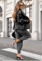 Pantaloni din denim z paskiem Waited Too Long gri închis