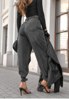 Pantaloni din denim z paskiem Waited Too Long gri închis