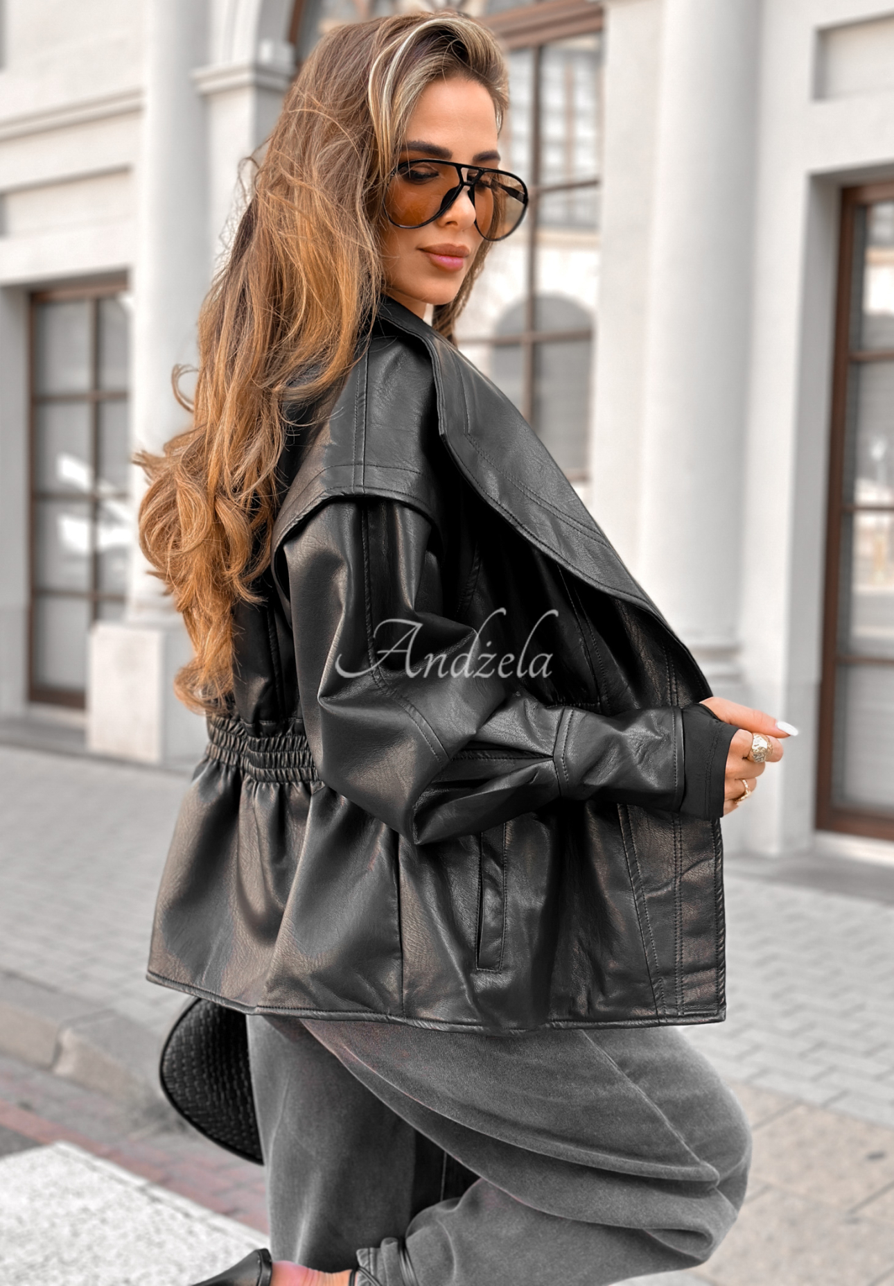 Geacă din piele Live Fully cu guler