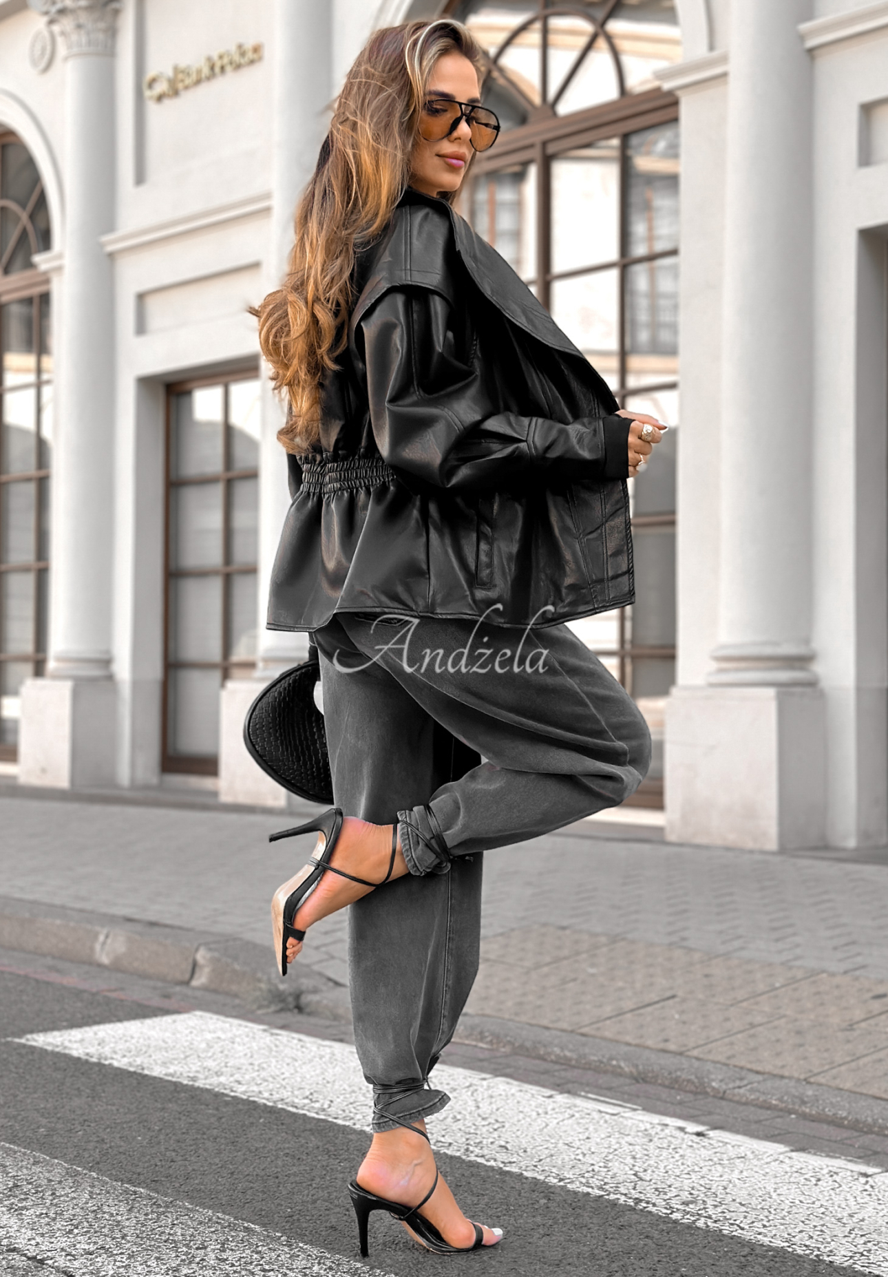 Geacă sacou din piele cu guler Live Fully