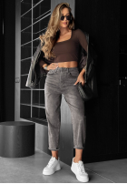Pantaloni din denim mom fit Trust In It gri