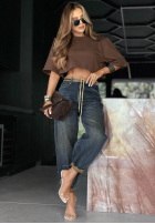 Pantaloni din denim z nadrukiem Don’t Remind Me ciemnoniebieskie