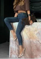 Pantaloni din denim z paskiem After All That ciemnoniebieskie