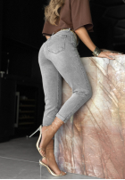 Pantaloni din denim mom fit z paskiem Still The Same gri închis