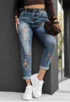 Pantaloni din denim z nadrukami What Now albastre