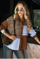 Cămașă cu model tip panteră i paski Perfect Connection czekoladowo-albastră