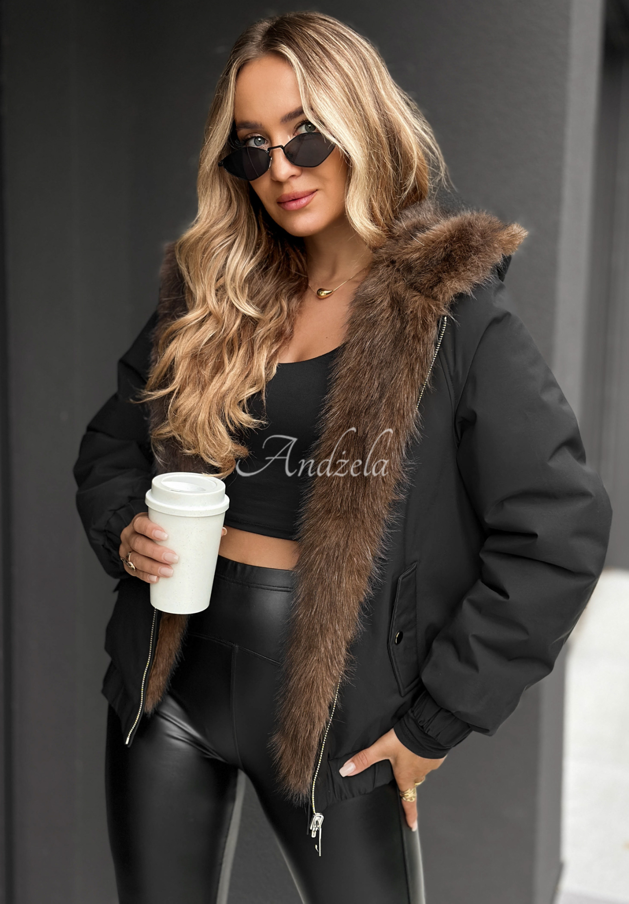 Geacă reversibilă cu blană și glugă Chilly Air