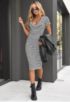 Rochie w paski Collette biało-negru