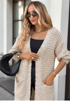 Długi Cardigan New Jersey bej