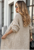 Długi Cardigan New Jersey bej
