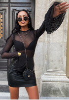 Siateczkowa Bluză z falbanką La Milla Trust The Feeling negru
