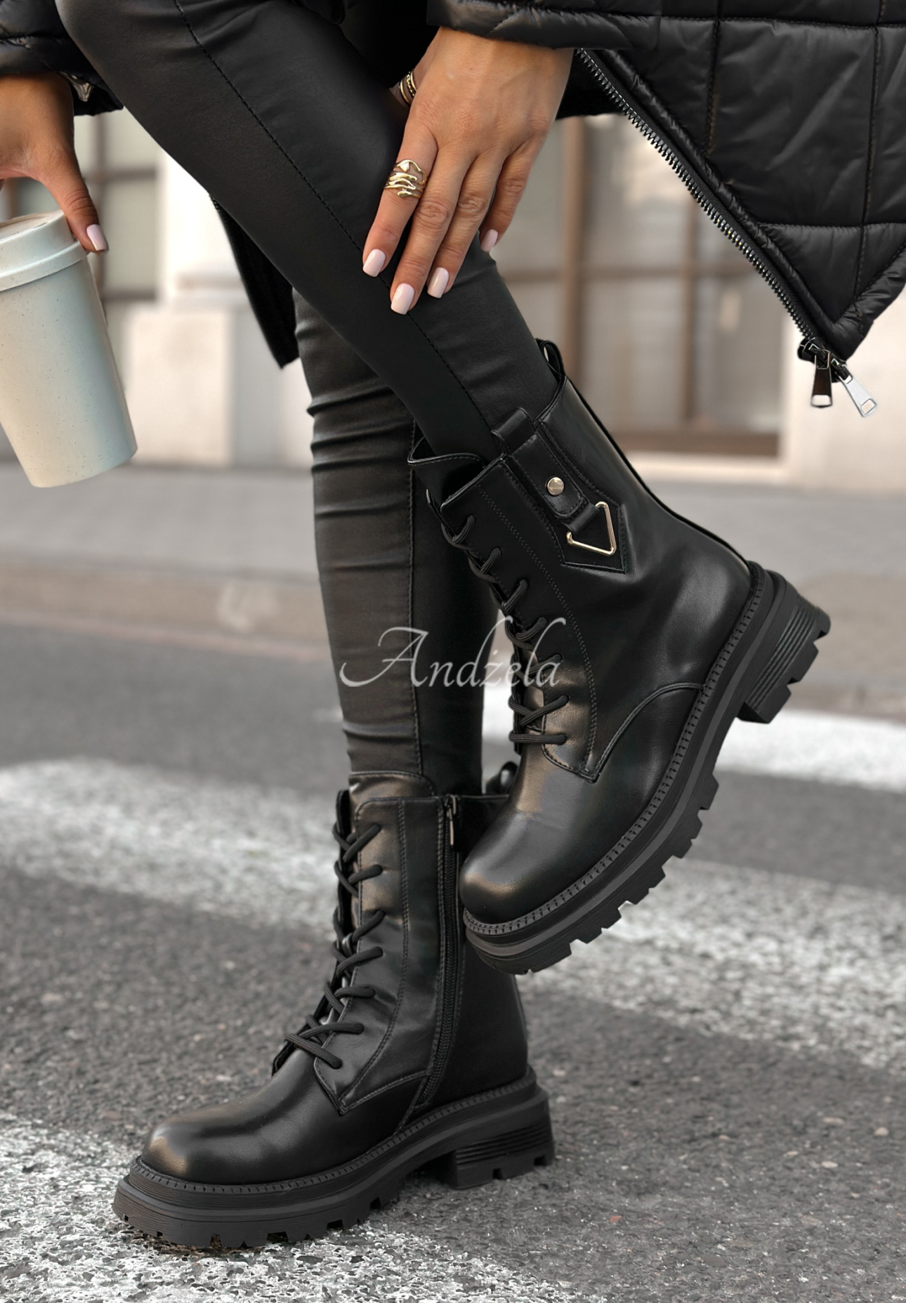 Botine tip worker din piele Golden Hours