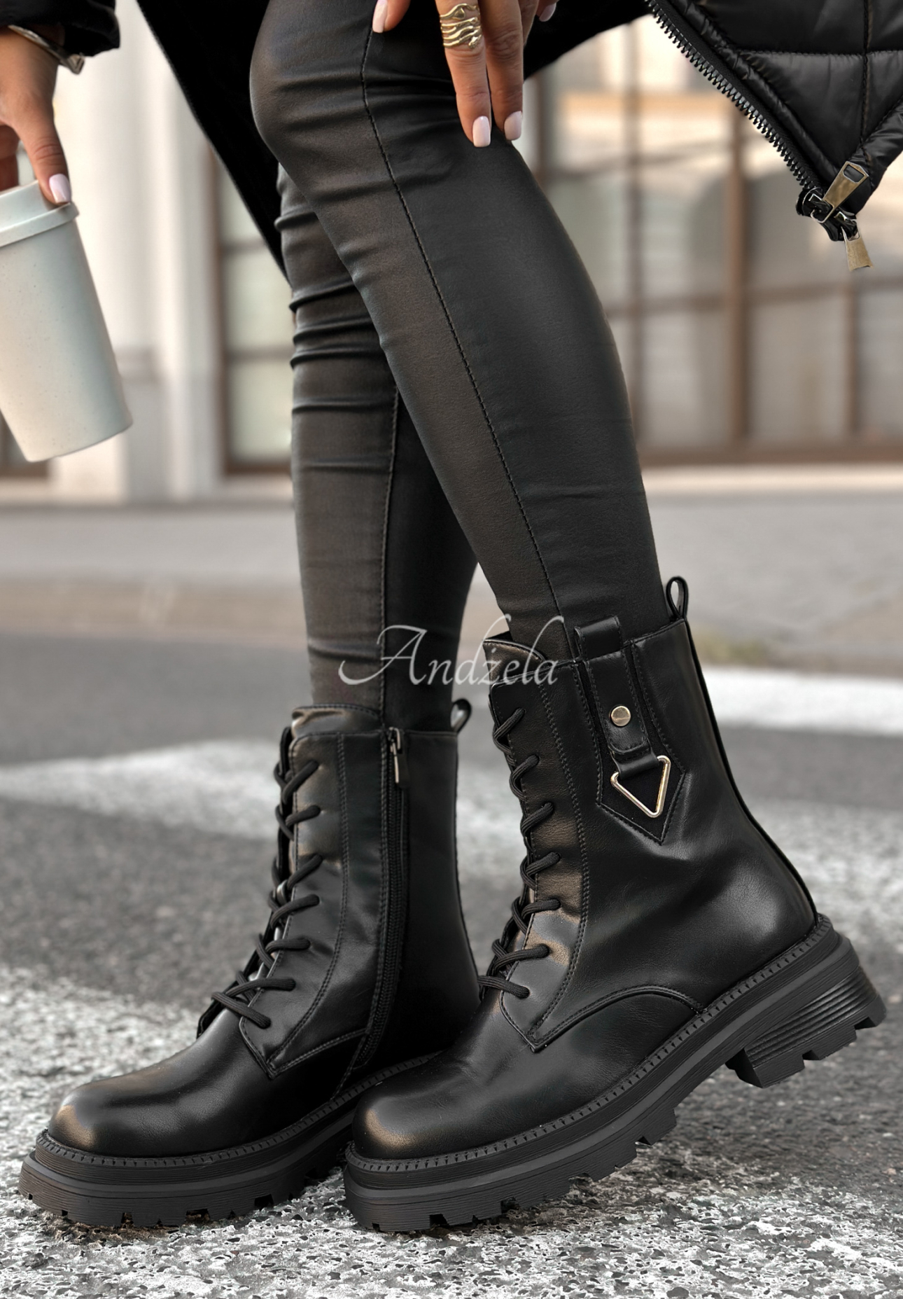 Botine tip worker din piele Golden Hours