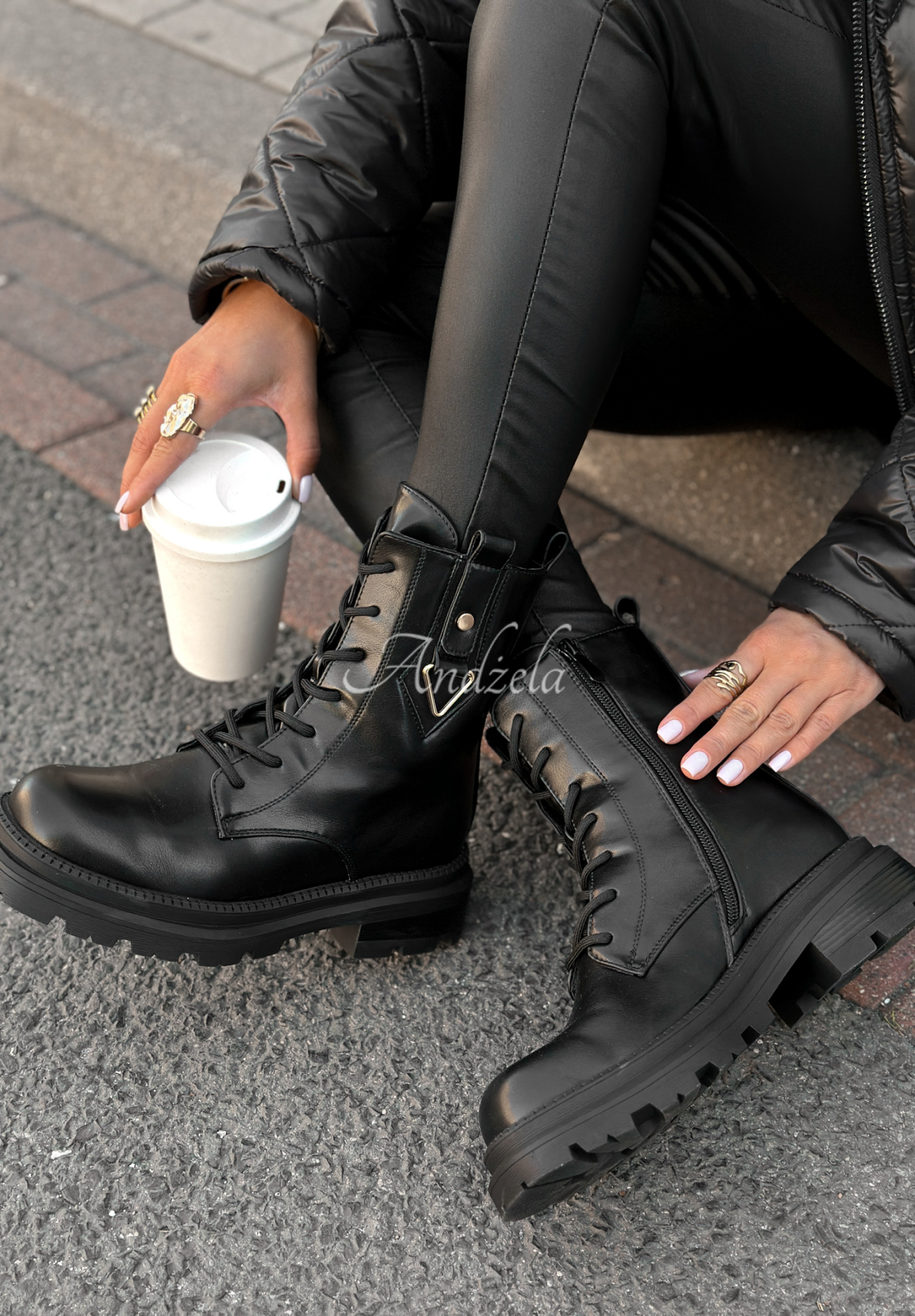 Botine tip worker din piele Golden Hours