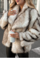 Krótkie futerko z kołnierzem Pumpkin Latte jasnobeżowe