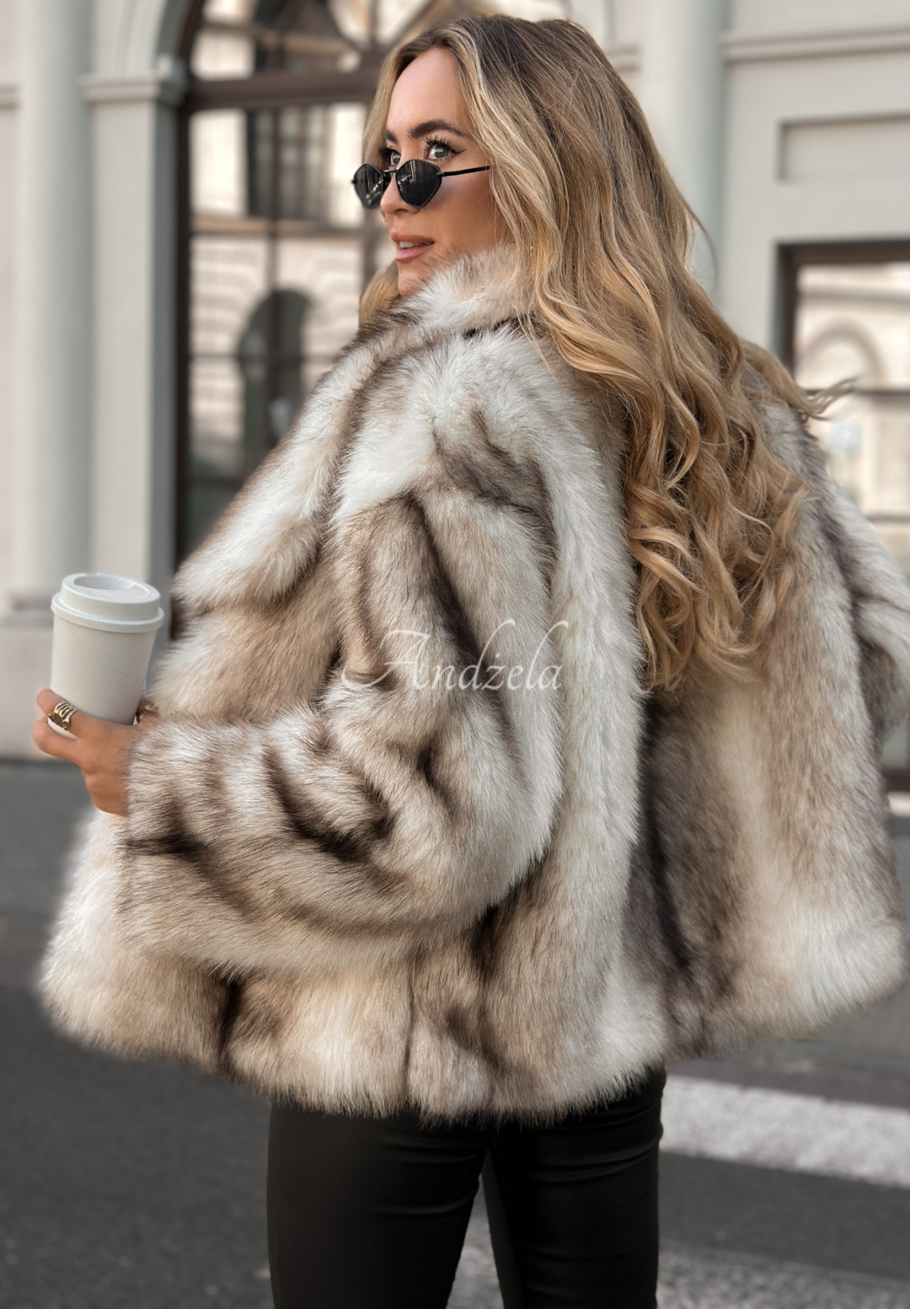 Blană scurtă cu glugă Pumpkin Latte