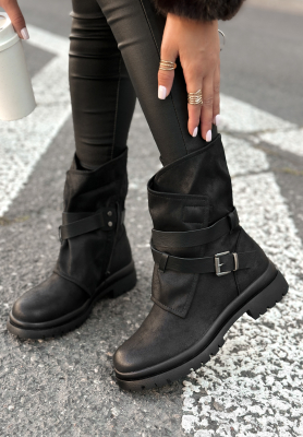 Botine din piele Still So Warm cu catarame