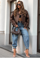 Pantaloni din denim z paskiem Not Much Today albastre