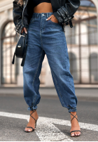 Pantaloni din denim z paskiem Very Strong ciemnoniebieskie
