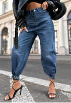 Pantaloni din denim z paskiem Very Strong ciemnoniebieskie
