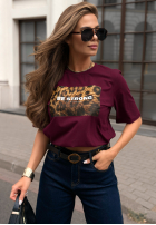Tricou z nadrukiem Be Strong burgundowy