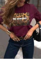 Tricou z nadrukiem Be Strong burgundowy