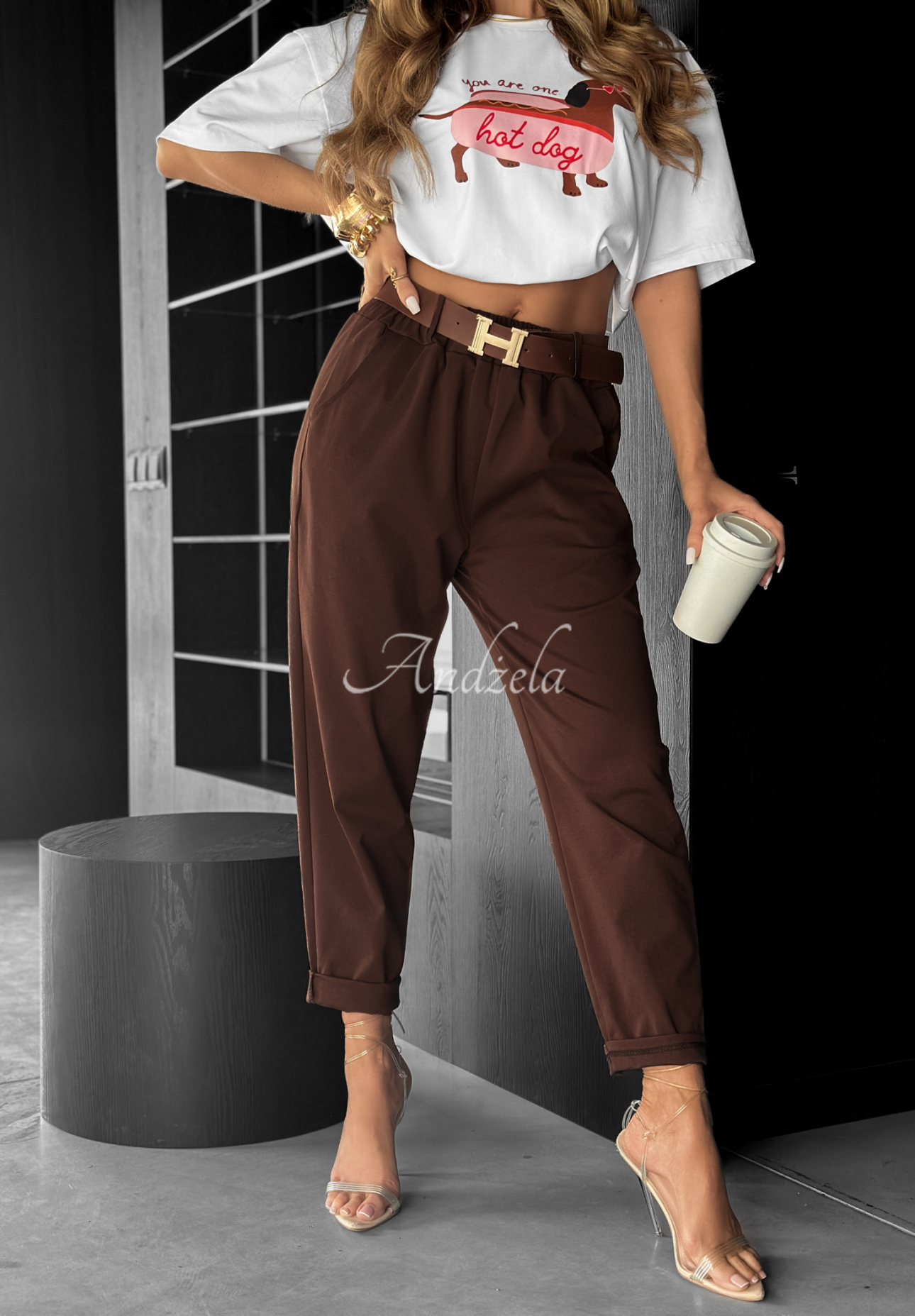 Pantaloni cu curea Take A Look