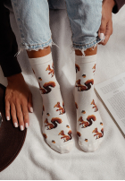 Lungi skarpetki cu modele Squirrel ecru