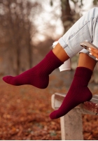 Lungi wełniane skarpetki alpaka Blanket Season burgundowe