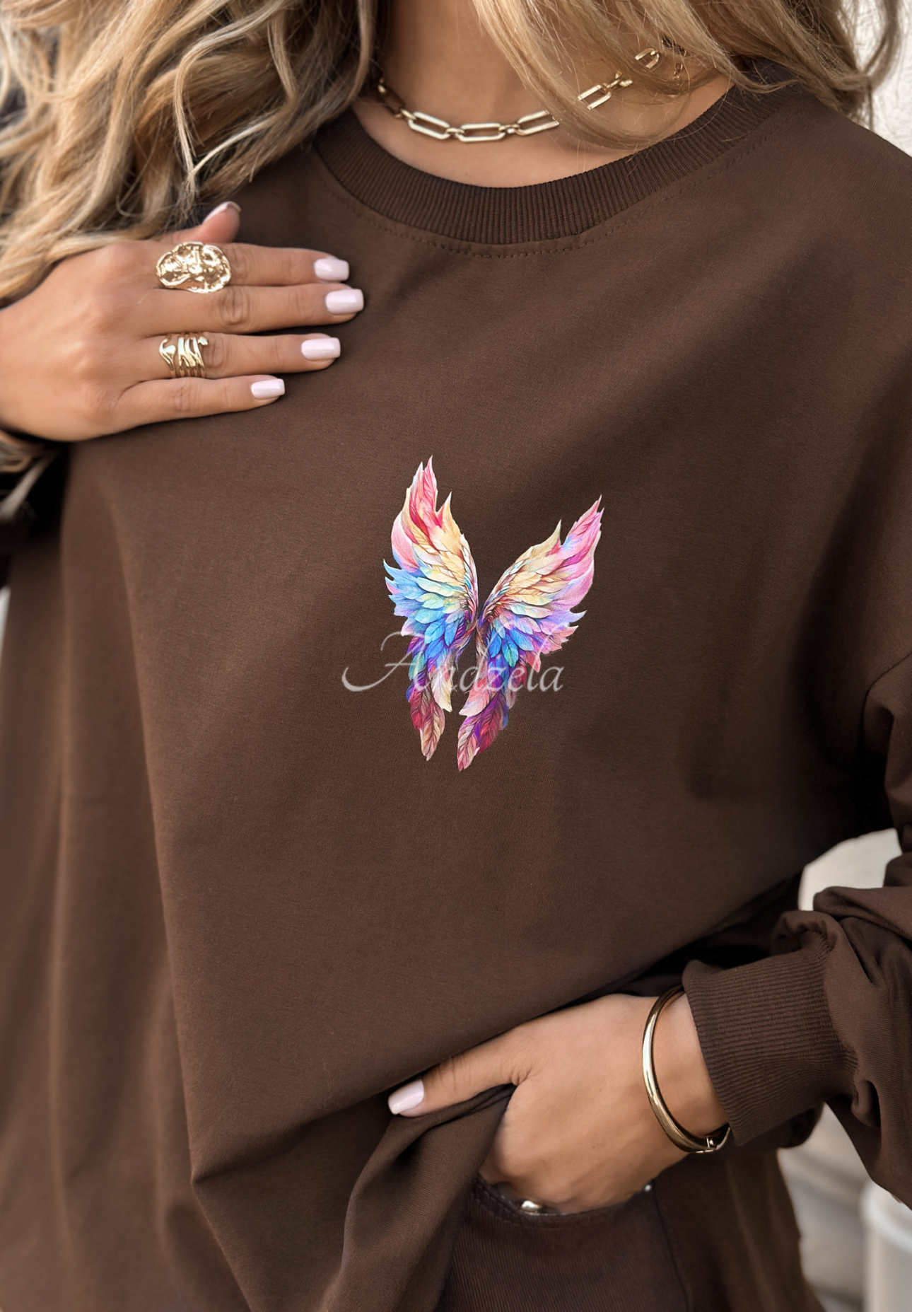 Hanorac cu imprimeu Colorful Wings