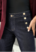 Pantaloni din denim wide leg  z guzikami Without Trying bluemarin
