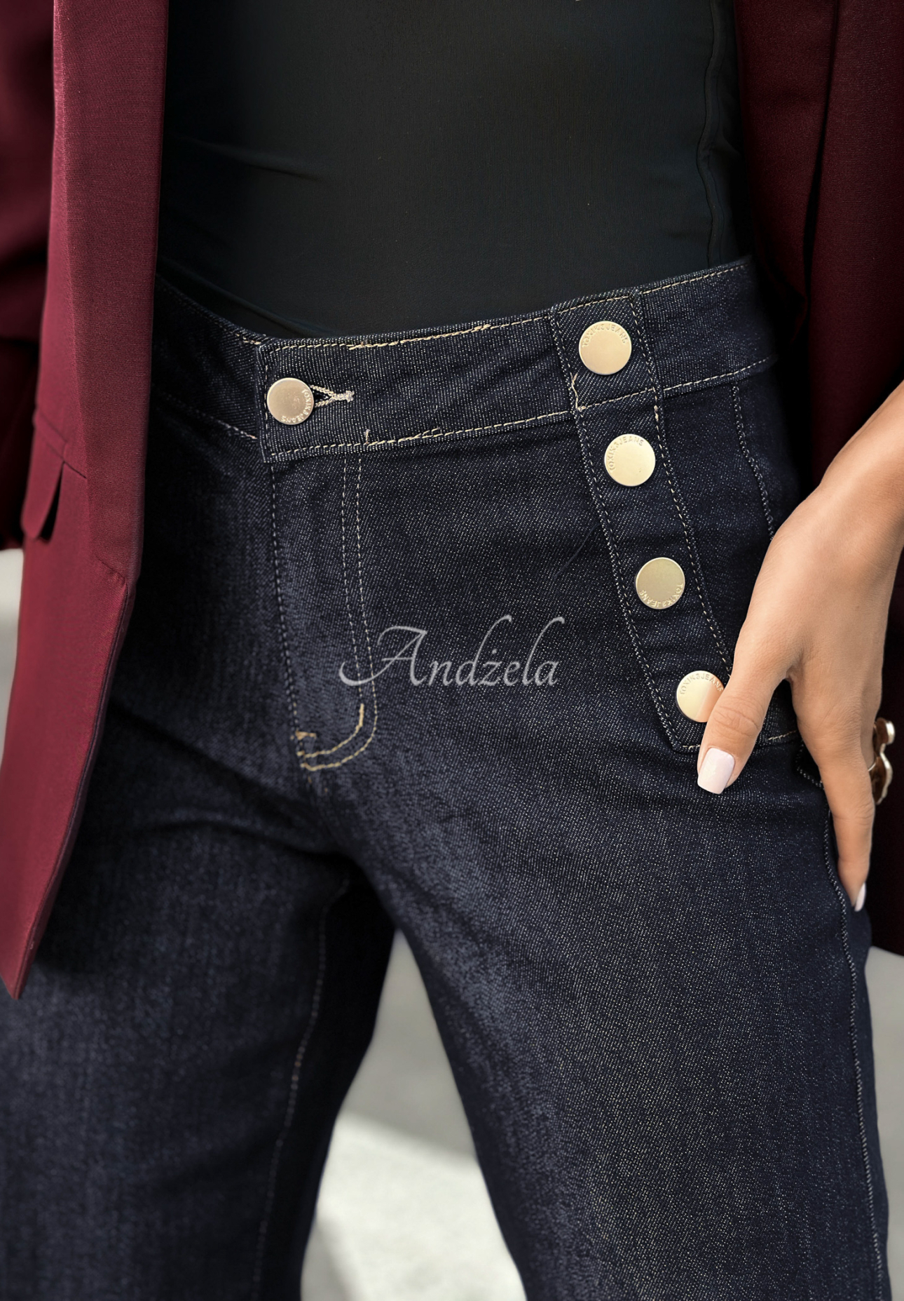 Blugi wide leg cu nasturi Without Trying