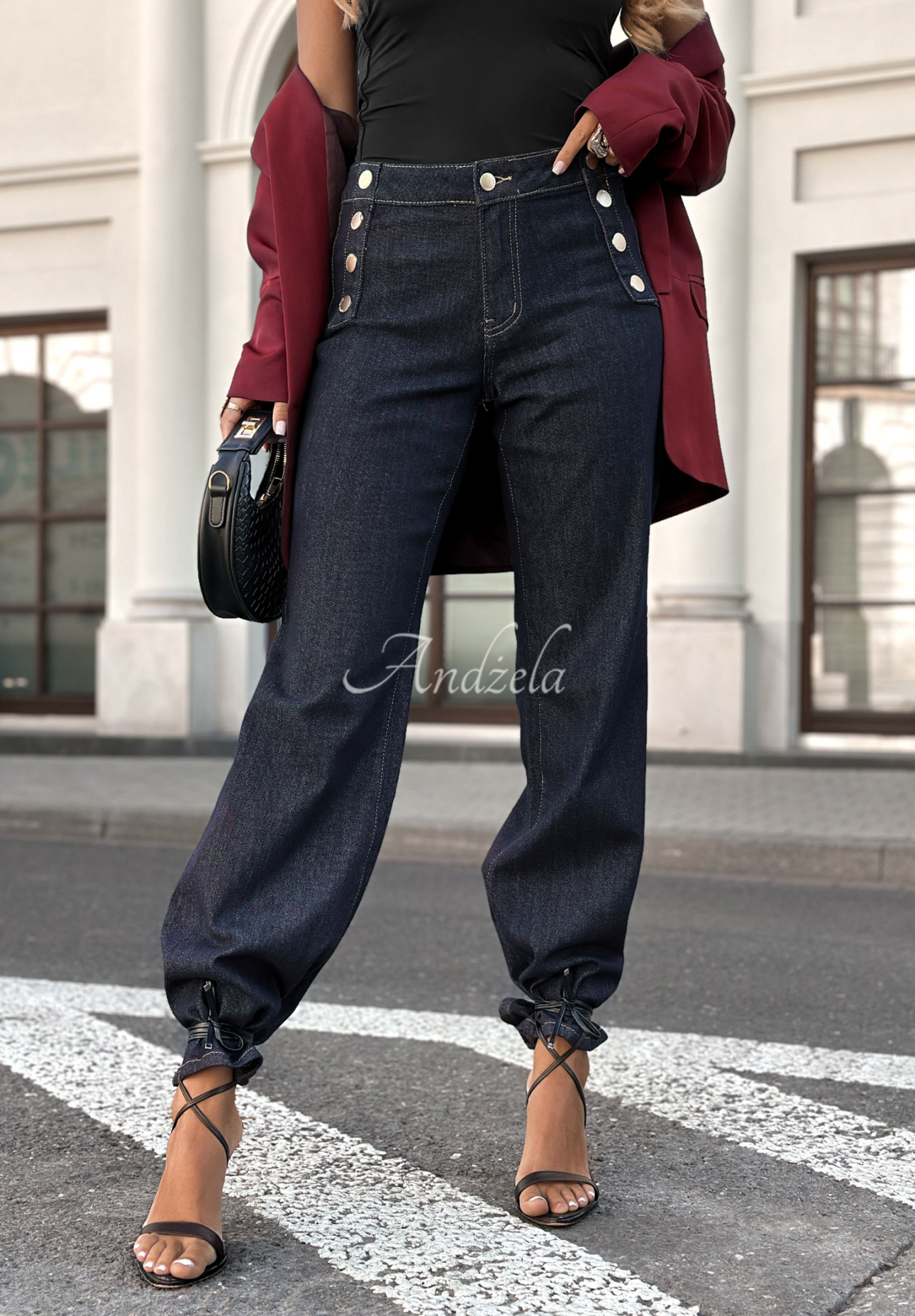 Blugi wide leg cu nasturi Without Trying