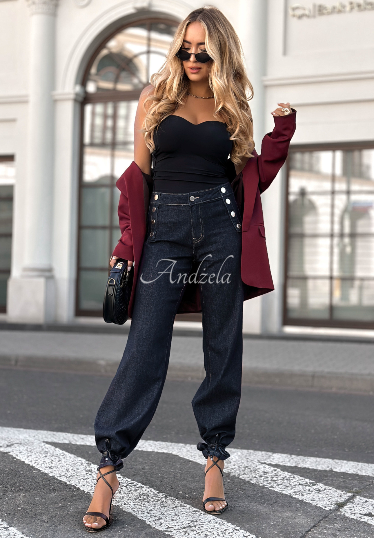 Blugi wide leg cu nasturi Without Trying