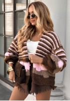 Krótki Cardigan oversize In Between Days czekoladowo-roz