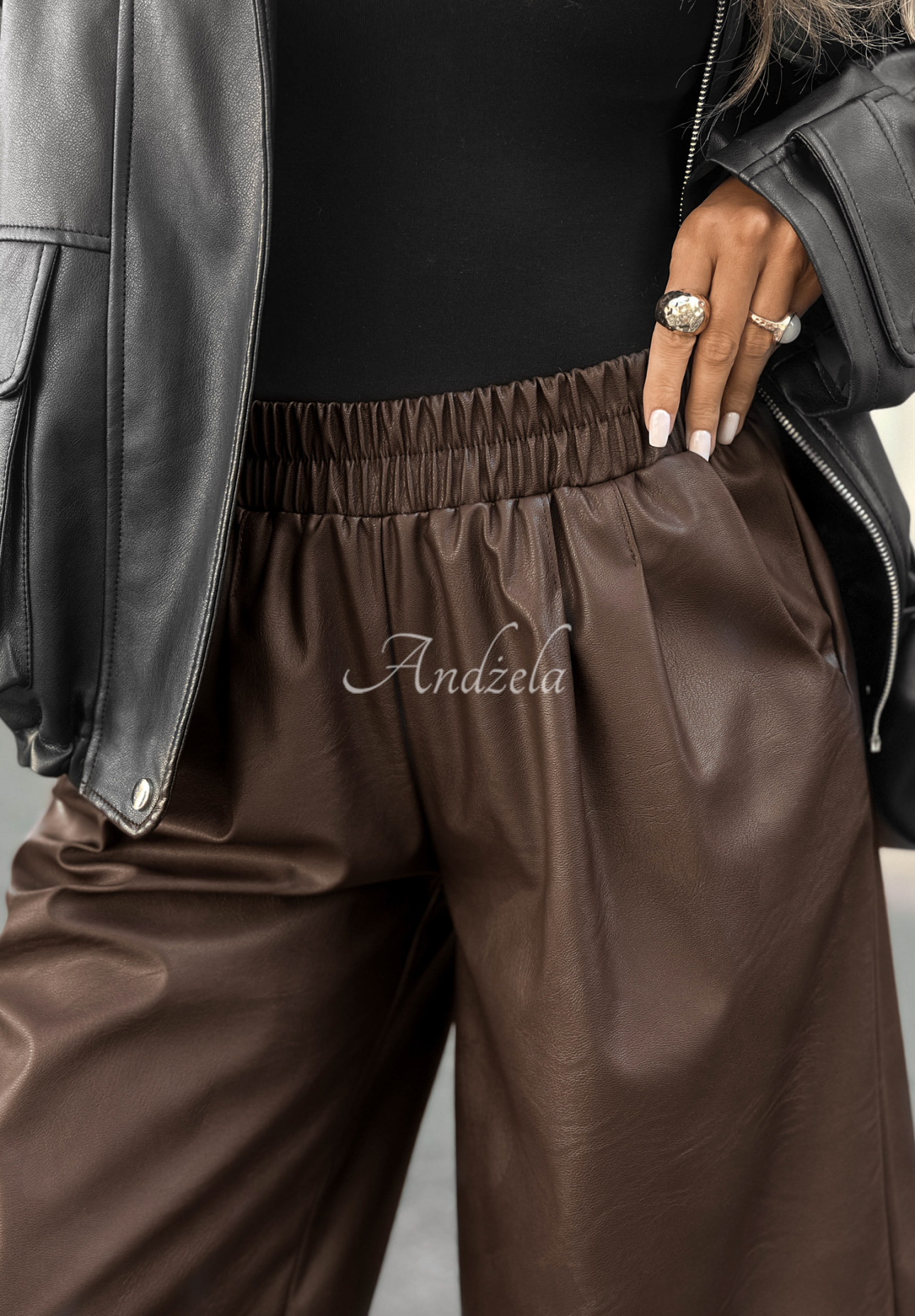 Pantaloni wide leg din piele Before It Ends