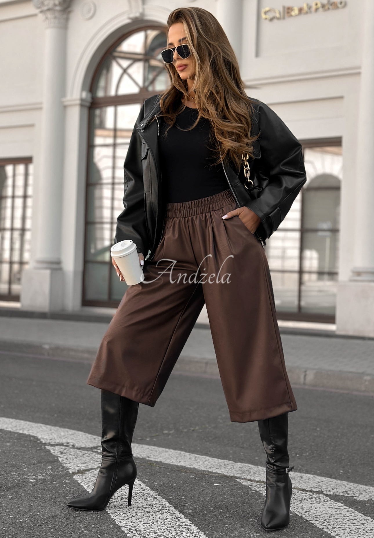 Pantaloni wide leg din piele Before It Ends