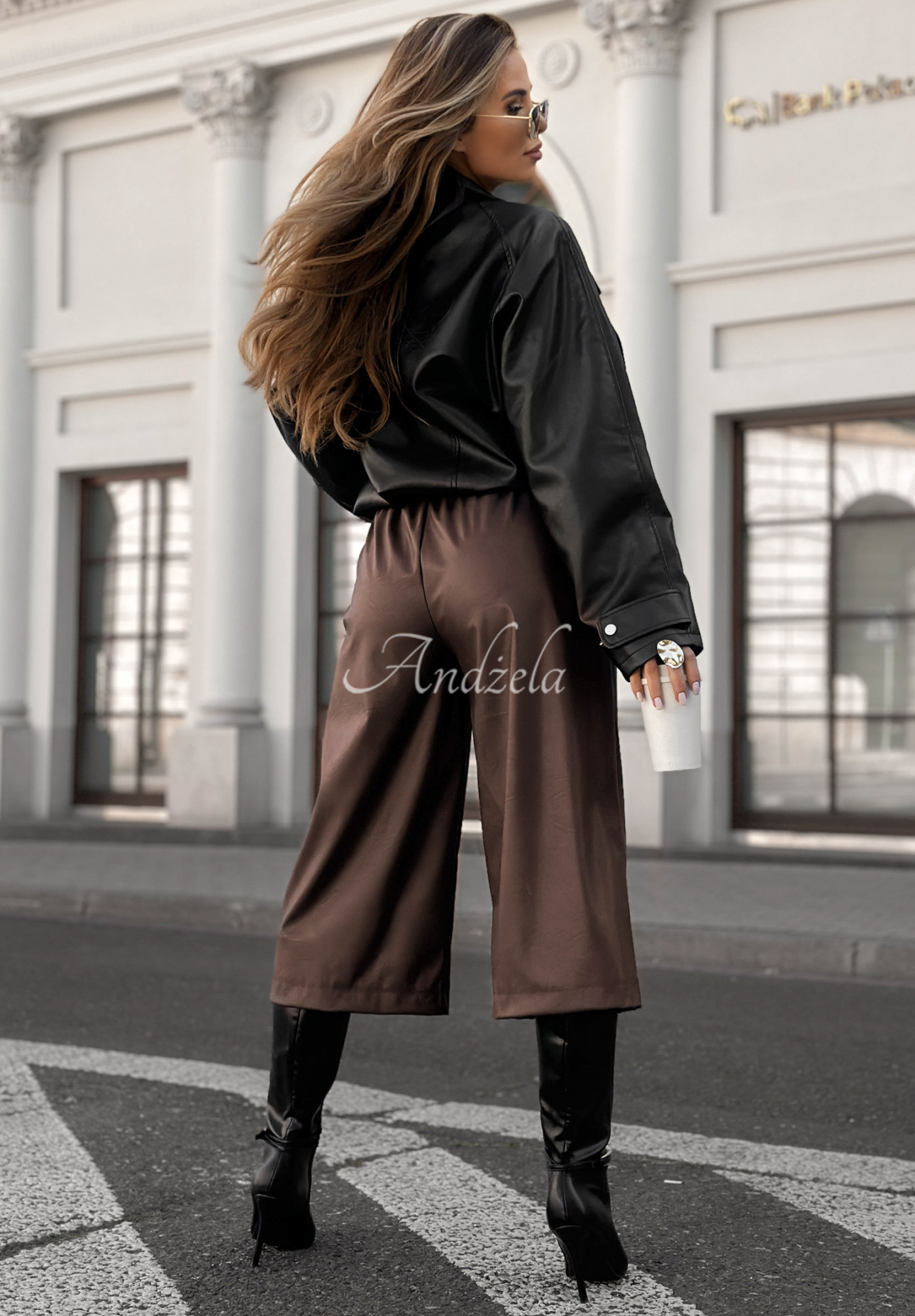 Pantaloni wide leg din piele Before It Ends
