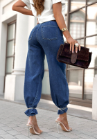 Pantaloni din denim z paskiem wide leg Power To Inspire ciemnoniebieskie