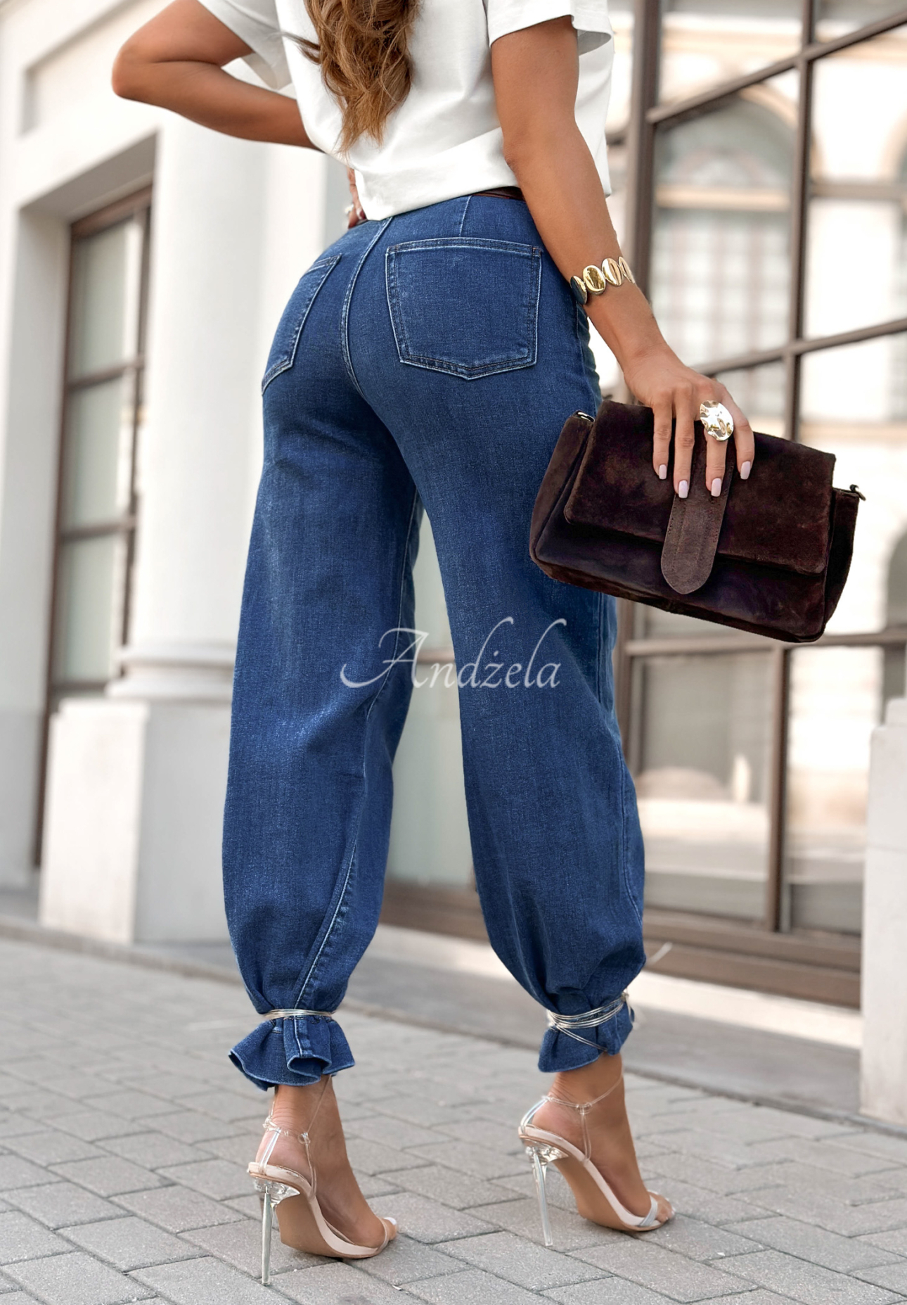 Blugi wide leg cu curea Power To Inspire