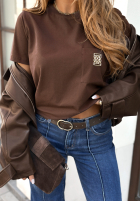 Tricou z kieszonką Pause That ciocolatiu