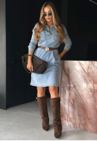 din denim Rochie z paskiem Keep It Real albastră