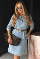 din denim Rochie z paskiem Keep It Real albastră