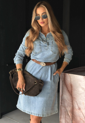 Rochie din denim cu curea Keep It Real